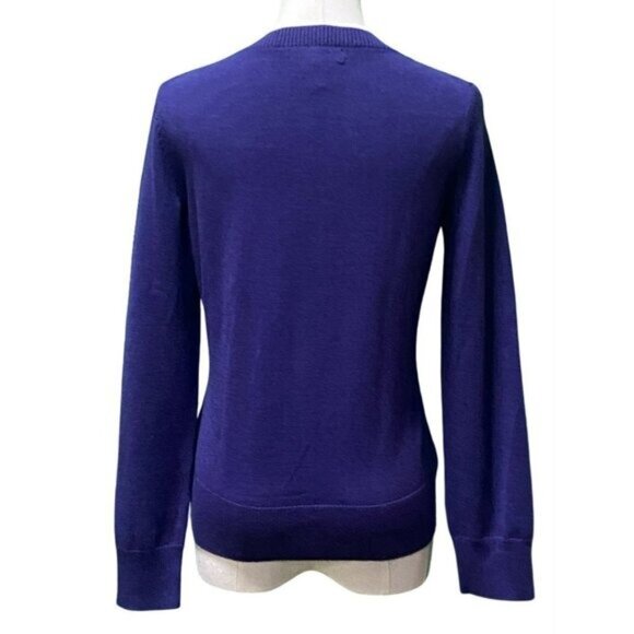 Banana Republic Long Sleeve Extra Fine Merino Wool Purple Cardigan Size S/P - Picture 2 of 4